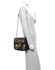 Velvet Matelasse Loved Embroidered Medium GG Marmont Shoulder Bag Black