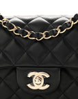 Lambskin Quilted Mini Rectangular Flap Black