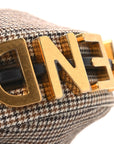 Wool Nappa Micro Houndstooth Nano FNDIgraphy Hobo Charm Beige Moro