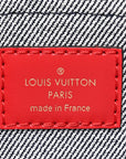 Denim Damier Monogram Patchwork Multi Pochette Accessories Blue Rouge