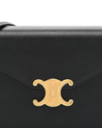 Shiny Calfskin Triomphe Margo Wallet on Chain Black