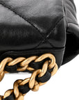 Goatskin Quilted Medium CHNL 19 Flap Black