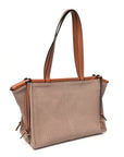 Canvas Calfskin Cushion Tote Taupe