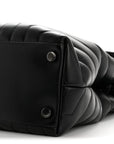 Calfskin Y Quilted Monogram Large Loulou Chain Satchel Black