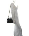 Sheepskin Matelasse Chevron Monogram Medium College Bag Black