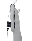 Calfskin Crocodile Embossed Gold Metallic Edge Hardware Mini City Bleu