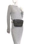 GG Supreme Monogram Textured Dollar Calfskin Ophidia Belt Bag Grey Black Graphite Grey