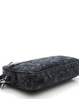 Fabric Jacquard Calfskin Barocco Wristlet Pouch Black