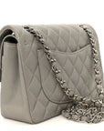 Lambskin Quilted Small Double Flap Grey