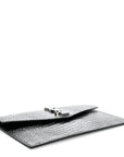 Calfskin Crocodile Embossed Uptown Monogram Pouch Black