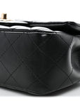 Lambskin Quilted Mini Rectangular Flap Black
