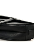 Grained Calfskin Mini Saddle Bag Black
