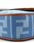 Denim Vitello King FF Embroidered Baguette Denim Chiaro Brandy