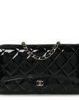 Patent Quilted Wallet On Removable Chain WOC Black
