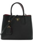 Saffiano Cuir Medium Double Bag Black Fuoco