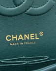 Caviar Chevron Quilted Medium Double Flap Green