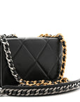 Lambskin Quilted CHNL 19 Wallet On Chain WOC Black