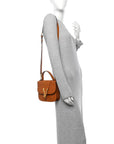 Vitello Barocco Virtus Small Top Handle Shoulder Bag Brown