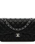 Lambskin Quilted Jumbo Double Flap Black