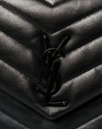 Calfskin Y Quilted Monogram Monochrome Medium Loulou Chain Satchel Black