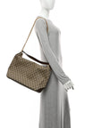 GG Supreme Monogram Large Linea A Hobo Light Brown