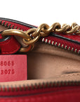 Calfskin Matelasse Mini GG Marmont Chain Shoulder Bag Hibiscus Red