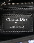 Satin Lambskin Embroidered Beaded Mini Lady D1OR Black Multicolor