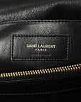 Sheepskin Matelasse Chevron Monogram Large College Satchel Black