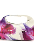 Crinkled Calfskin Future Floral Mini The Sack Bag White Multicolor