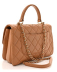 Lambskin Quilted Medium Trendy CC Flap Dual Handle Bag Camel