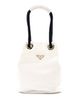 Re-Nylon Triangle Mariner Small Bucket Bag White Baltico