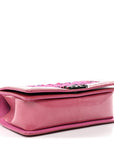Patent Tweed Medium Boy Flap Fuchsia