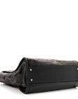 Glazed Calfskin Small Deauville Tote Black
