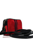 Suede Patent Web Mini Ophidia Shoulder Bag Hibiscus Red Black