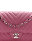 Caviar Chevron Quilted Medium Double Flap Pink