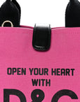 Canvas Printed Open Your Heart Tote Pink Black