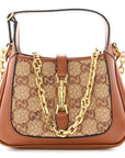 New Canvas Charisma Calfskin Crystal GG Monogram Mini Jackie 1961 Hobo Camel Ebony