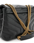 Calfskin Y Quilted Monogram Small Loulou Chain Satchel Black