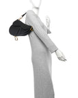 Grained Calfskin Saddle Bag Black