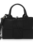 Grained Calfskin Intrecciato Mini Arco Tote Black