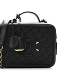 Caviar Quilted Medium CC Filigree Vanity Case Black