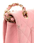 Caviar Quilted Medium Double Flap Light Pink