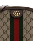 GG Supreme Monogram Textured Dollar Calfskin Web Small Ophidia Dome Shoulder Bag Beige Ebony New Acero