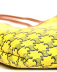 Triomphe Canvas Calfskin Medium Flat Shopper Tote Yellow Navy
