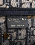 Oblique Embroidered Saddle Bag Blue