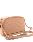 Calfskin Matelasse Monochrome Small GG Marmont Chain Shoulder Bag Camelia