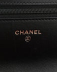 Lambskin Quilted CHNL 19 Wallet On Chain WOC Black