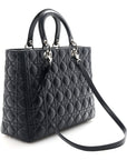 Lambskin Cannage Large Lady D1OR Navy Blue