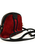 Suede Patent Web GG Small Ophidia Dome Shoulder Bag Hibiscus Red