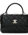 Lambskin Quilted Small Trendy CC Dual Handle Flap Bag Black